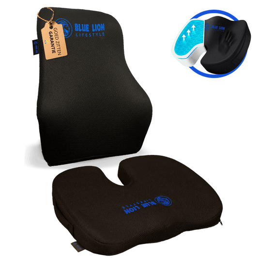 Orthopedisch zitkussen met ergonomische rugsteun - Set + Gel