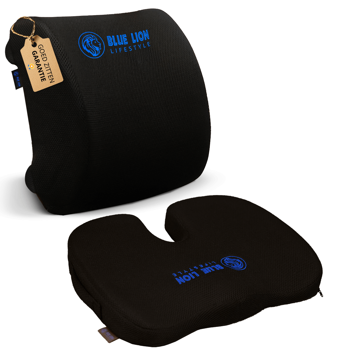 Orthopedisch zitkussen met ergonomische rugsteun - Set + Gel
