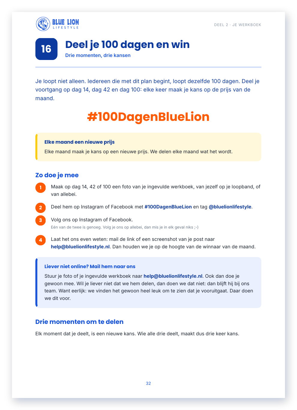 Pagina uit het e-book: deel je 100 dagen en win